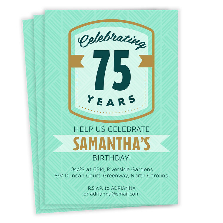 Green and Gold Milestone Celebration Flat Birthday Invitation