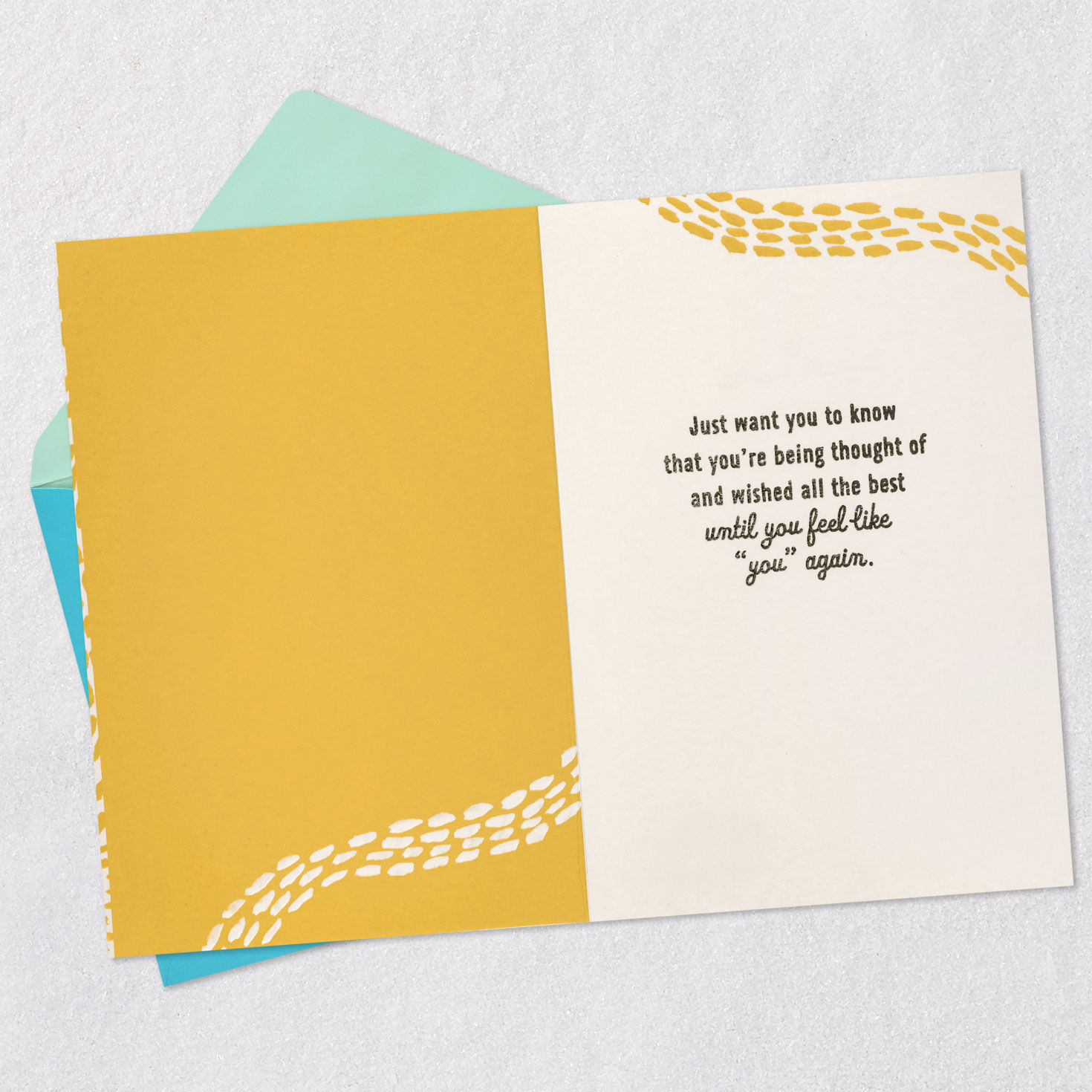 Abstract Yellow Swirl Get Well Card Open card with envelope image number 3