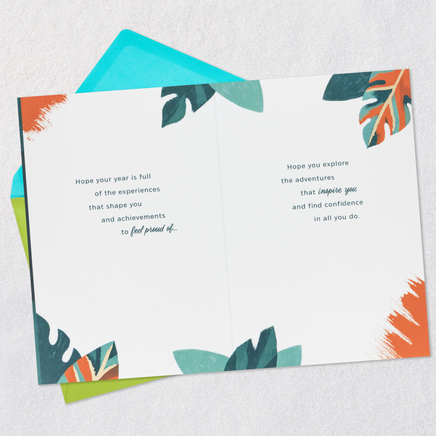 Colorful Monstera Leaves Grandson Birthday Card Open card with envelope image number 4