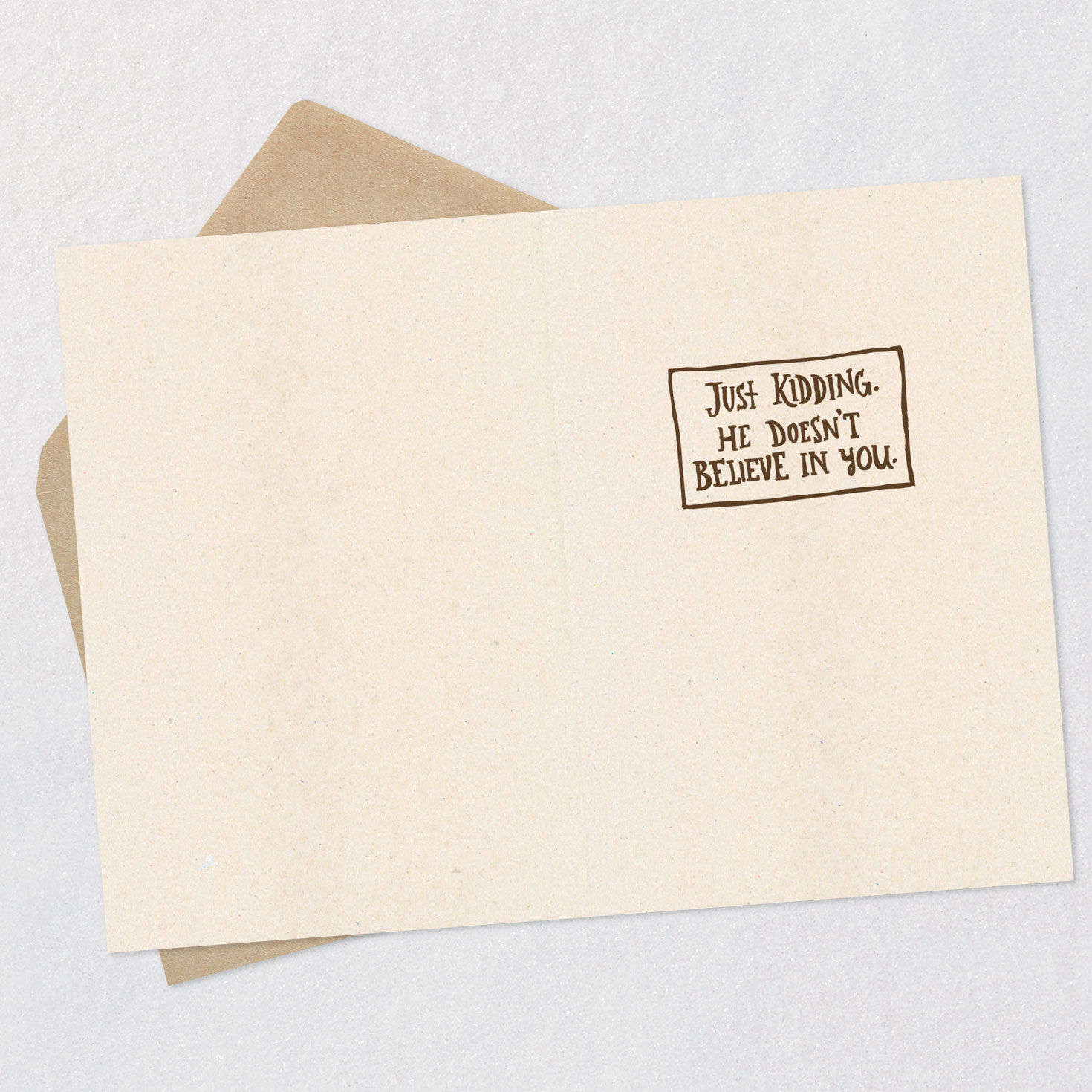 Bigfoot Silhouette in Woods Funny Birthday Card Open card with envelope image number 3