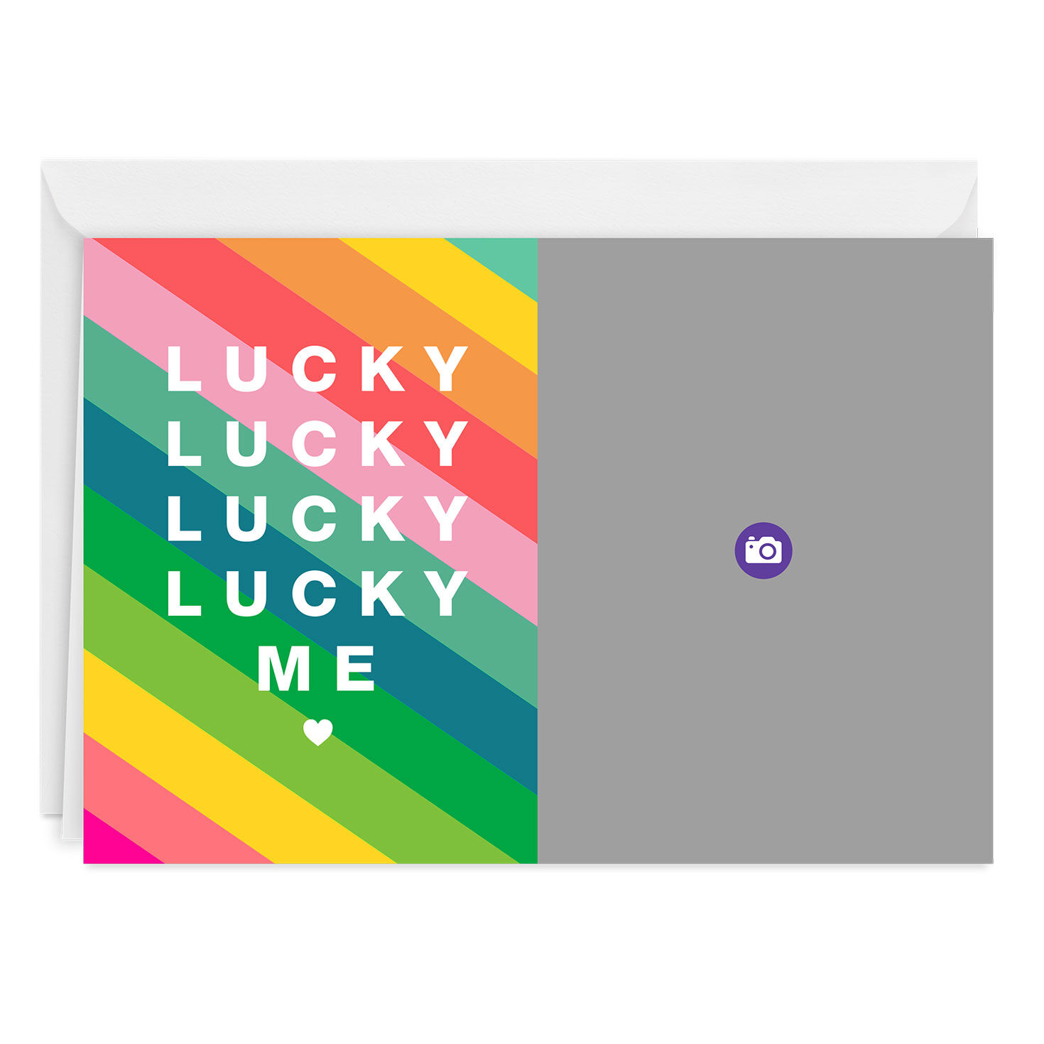Personalized Lucky Me Rainbow Stripes Photo Card  image number 3