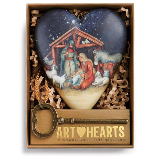 O Holy Night Nativity Art Heart Sculpture, 4", 