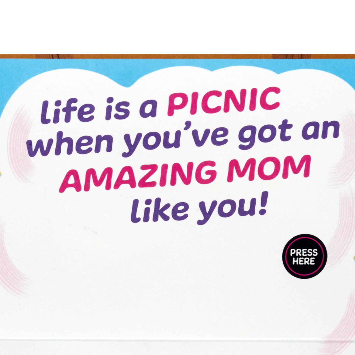 Smiling Picnic Basket Funny Pop-Up Mothers Day Card sentiment image number 3