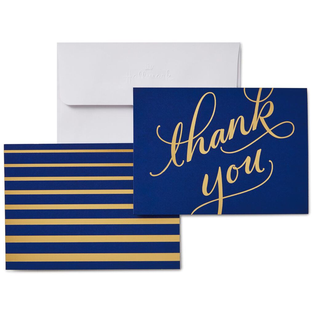 Classic Navy and Gold Thank You Notes, Box of 50 Note Cards Hallmark