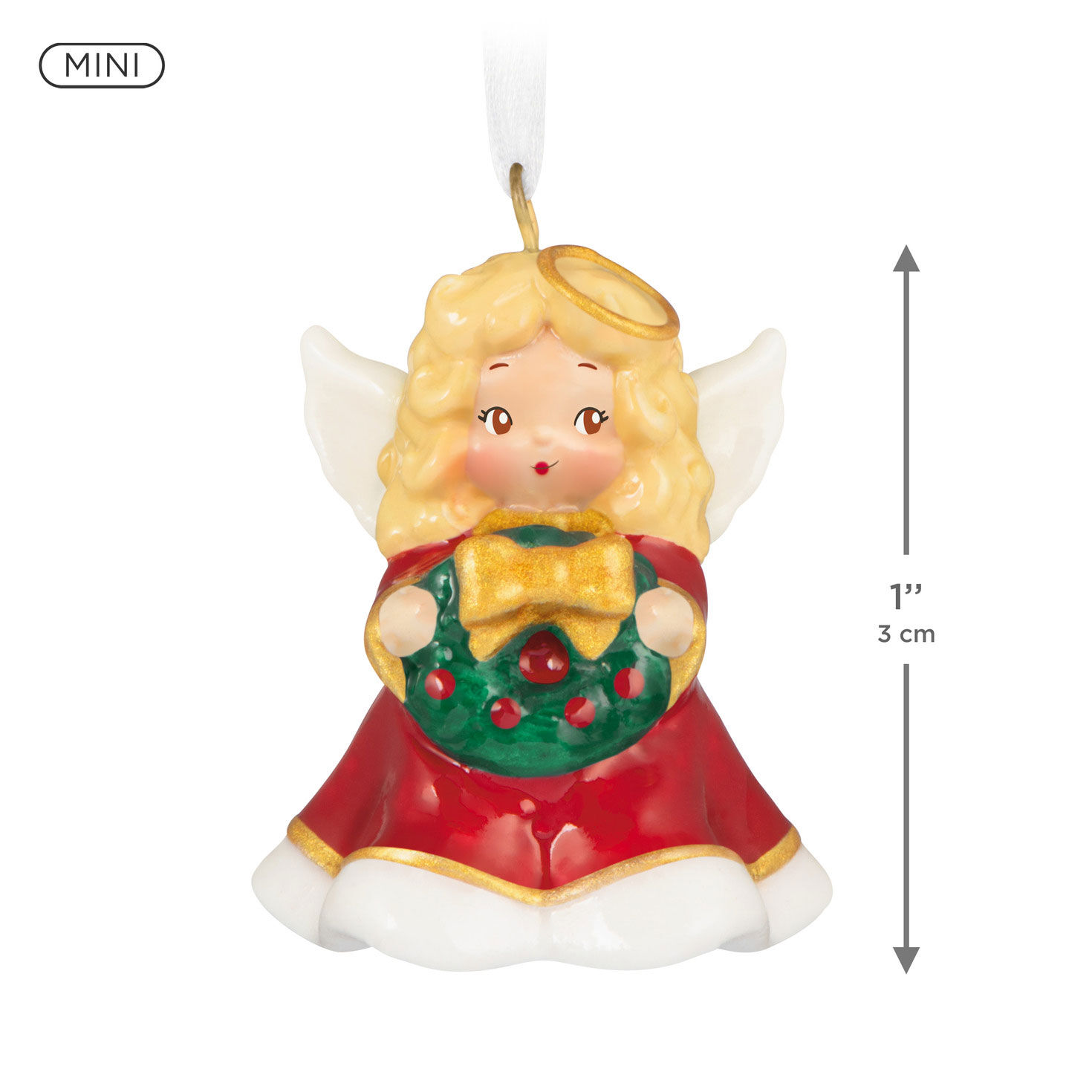 Vintage Angel With Wreath Keepsake Ornament measurement image number 3