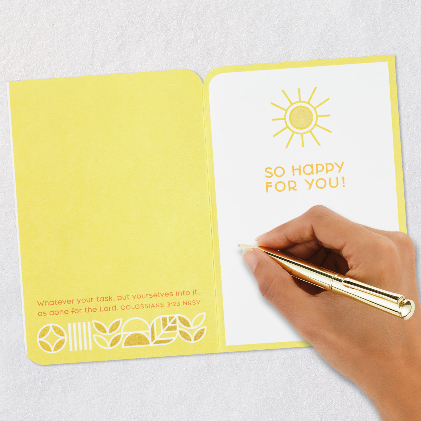 Yellow Mod Botanical Faith Congratulations Card Signing card image number 7