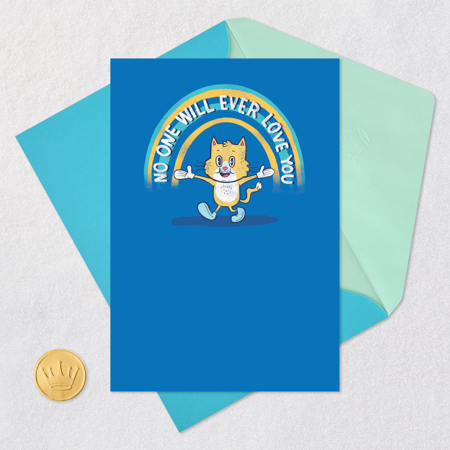 Rainbow Cat Funny Romantic Love Card Card Front with Envelope and Gold Seal image number 5