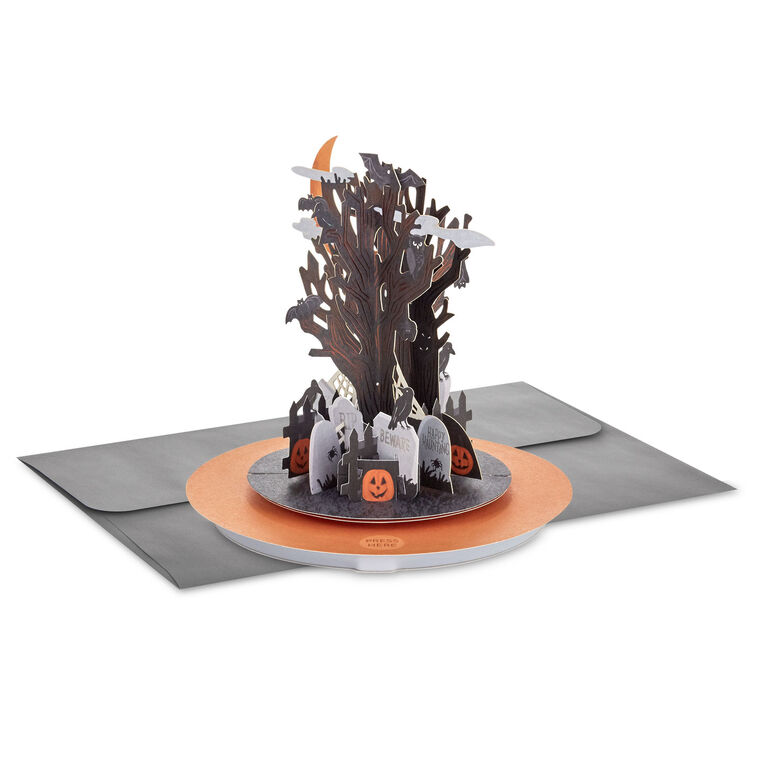 Spooky Spinning Graveyard Musical 3D Pop-Up Halloween Card With Motion