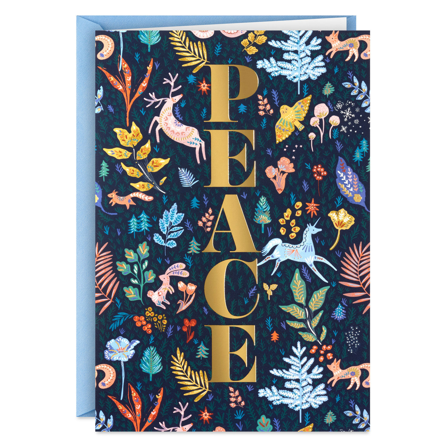 Gold Lettering on Blue Botanical Boxed Christmas Cards, Pack of 16 for only USD 12.49 | Hallmark