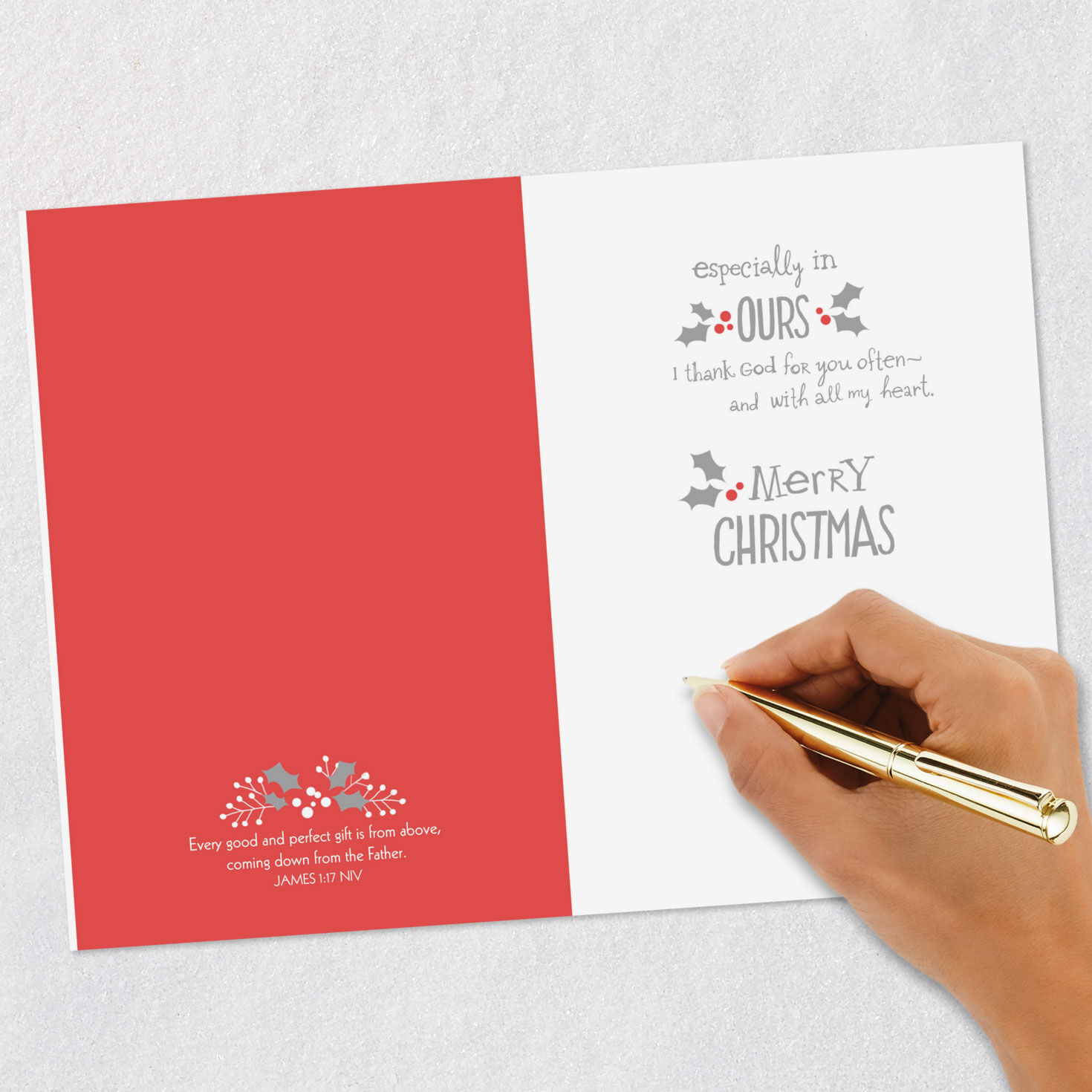 Glitter Holly Friendship Religious Christmas Card signing card image number 7