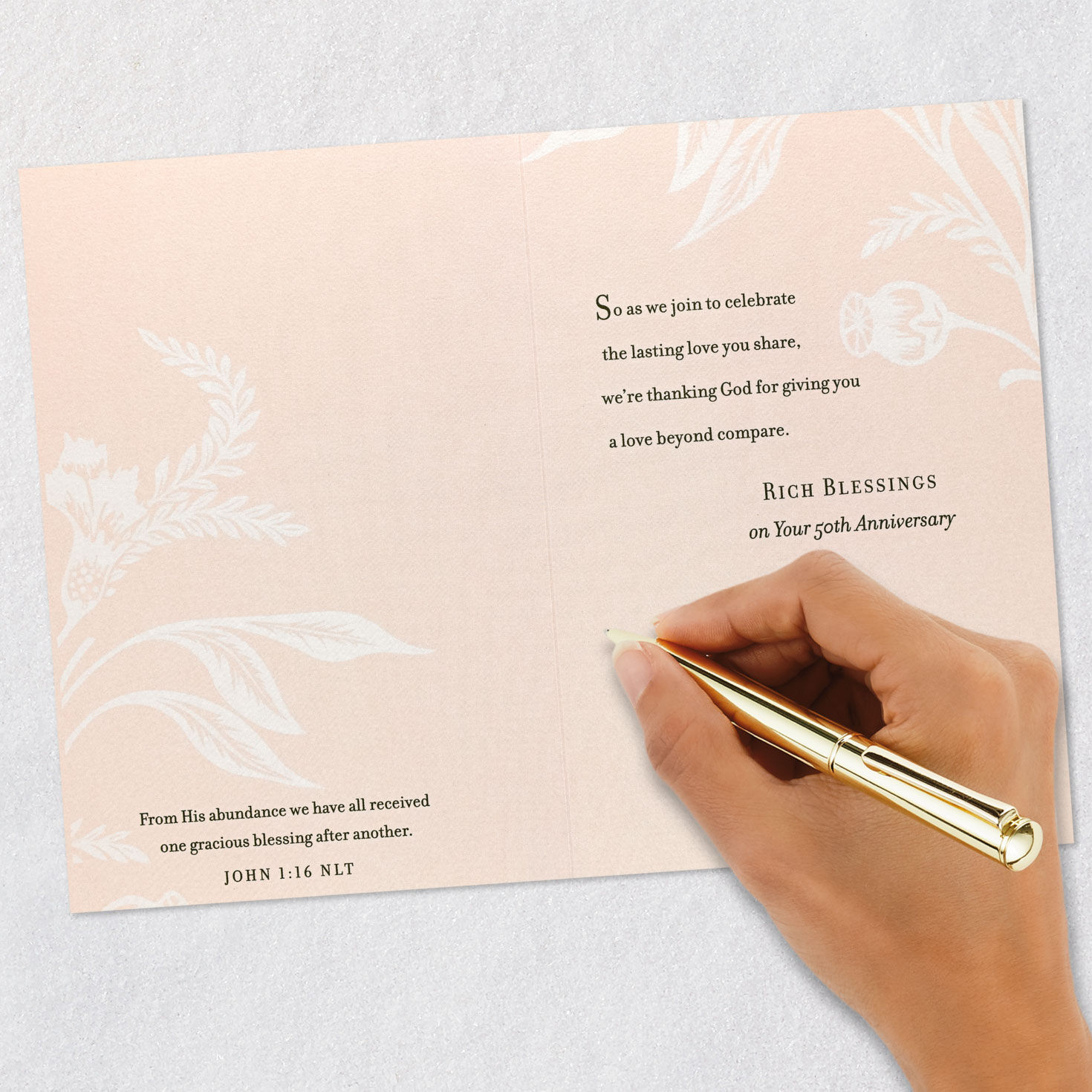 Gold Roses on Peach 50th Anniversary Card  image number 7