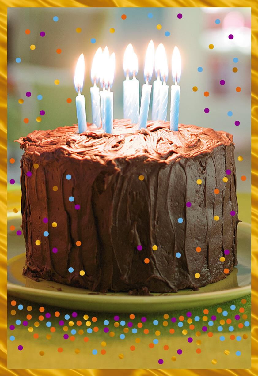 Chocolate Cake and Candles Birthday Card