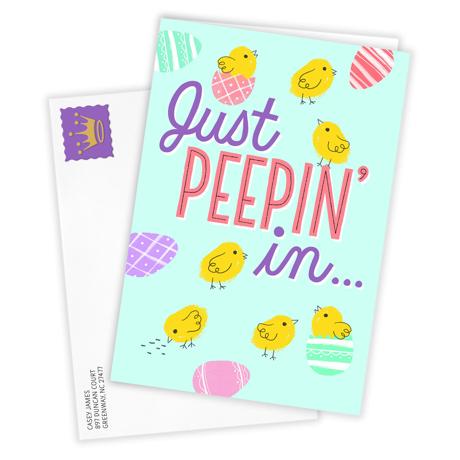 Chicks and Eggs Drawings Personalized Easter Card Card Front with Envelope image number 2