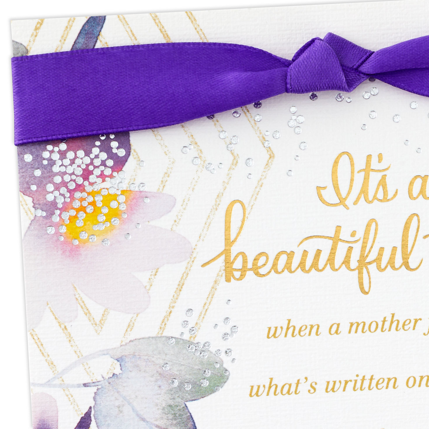 Purple Flowers and Gold Foil Mother's Day Card Card Front Detail image number 4