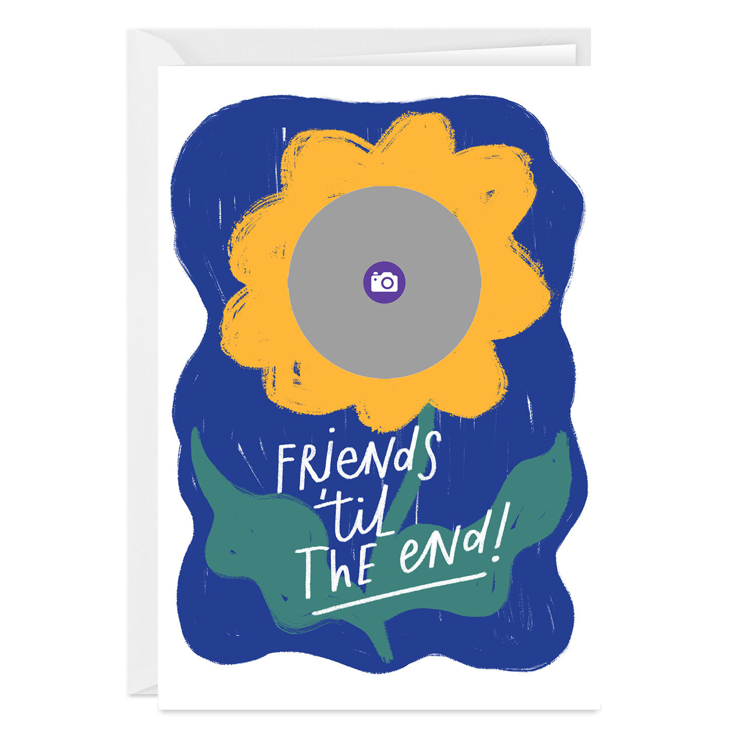 Yellow Flower on Stripes Personalized Friend Card Card Front indicating personalization image number 3