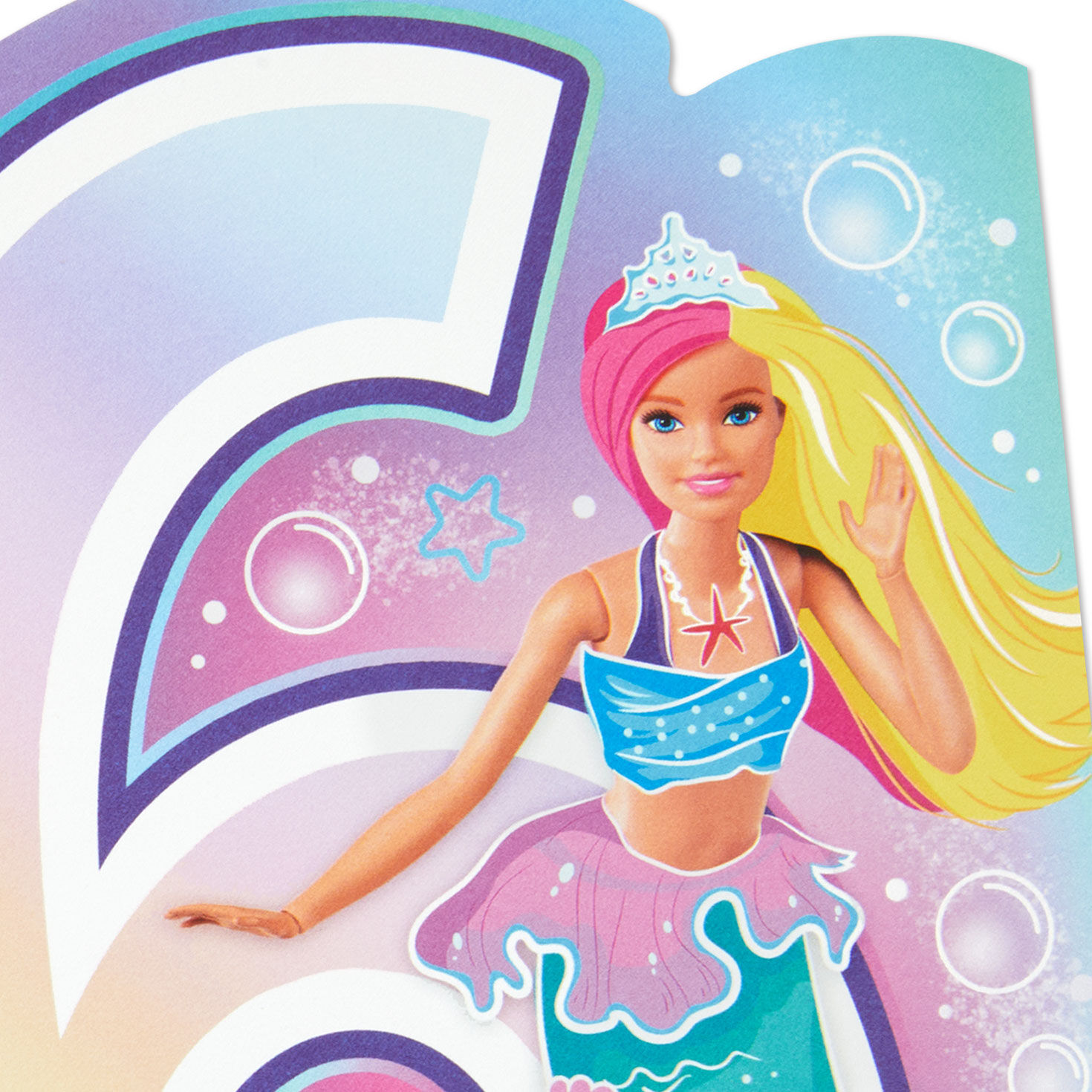 Mermaid Barbie 6th Birthday Card With Music Card Front Detail image number 5