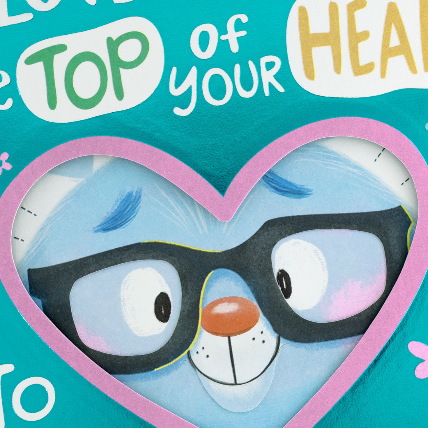 Bunny with Glasses and Flowers Romantic Easter Card Card Front Detail image number 5