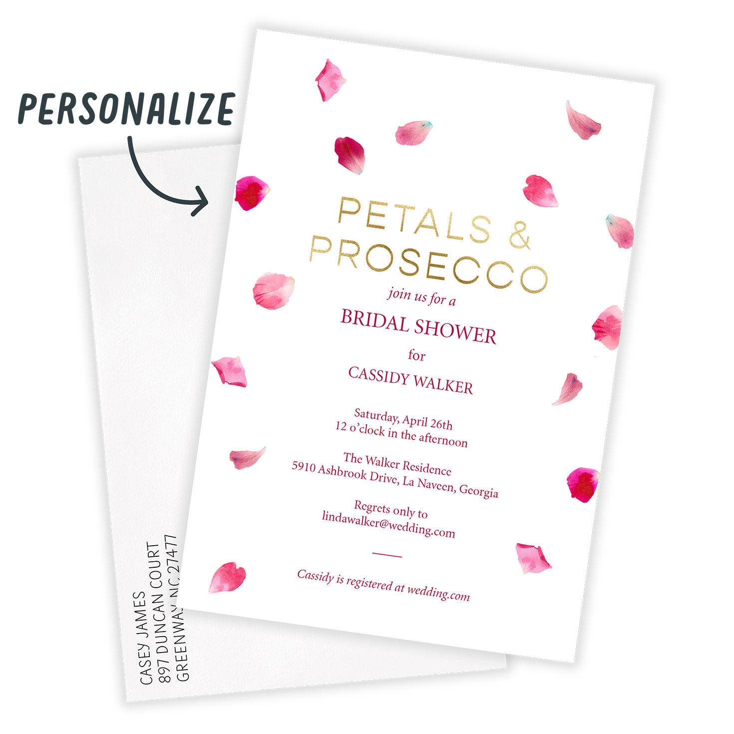 Petals and Prosecco Bridal Shower Invitation, , large image number 2