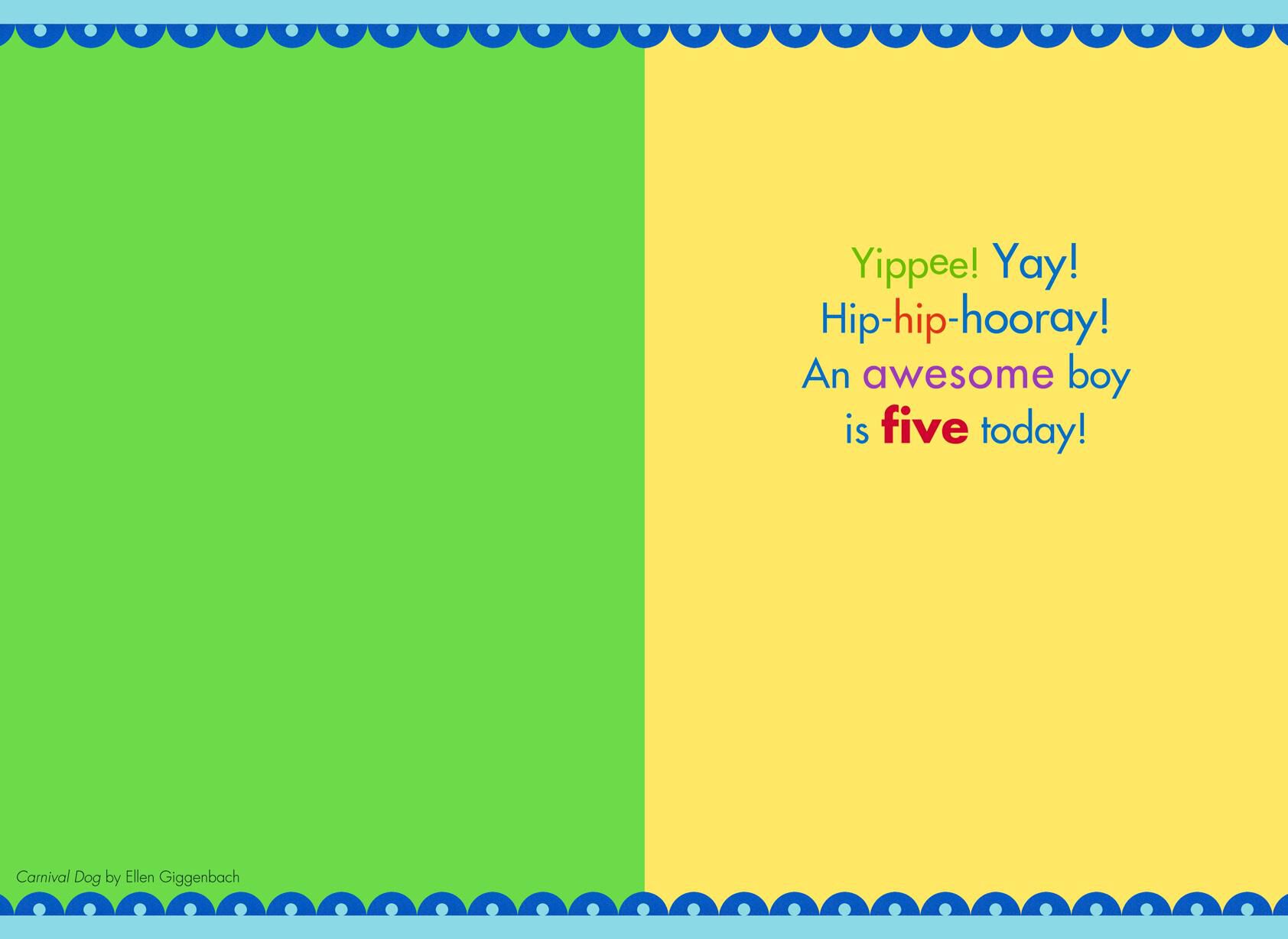 You're 5! Birthday Card for Boy