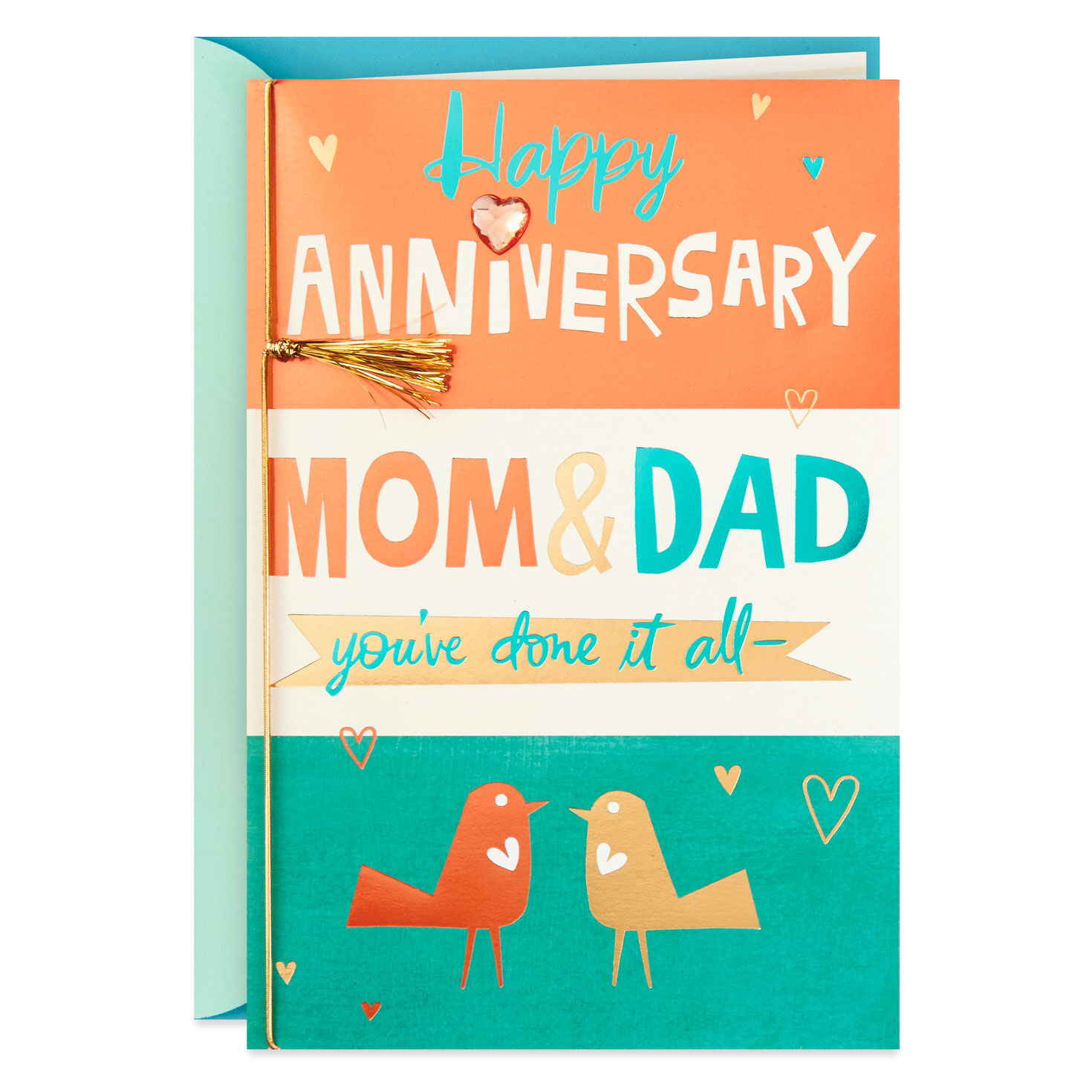 Old Model Medium Hallmark Mum and Dad Anniversary Card Loving Thoughts 