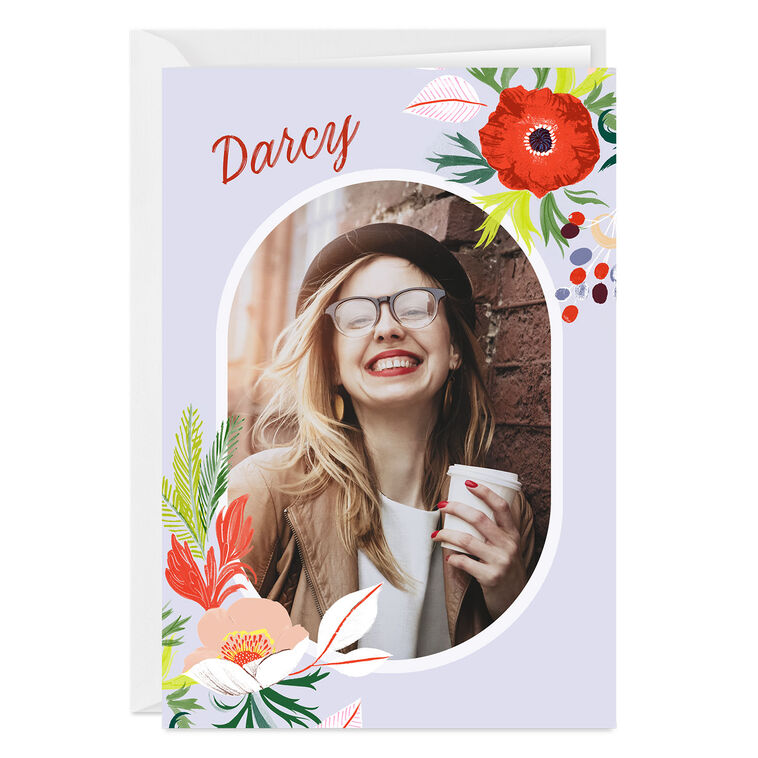 Bright Flowers and Oval Frame Custom Card