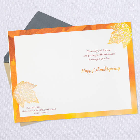 Holiday Prayer Maple Leaf Religious Thanksgiving Card, , large image number 3