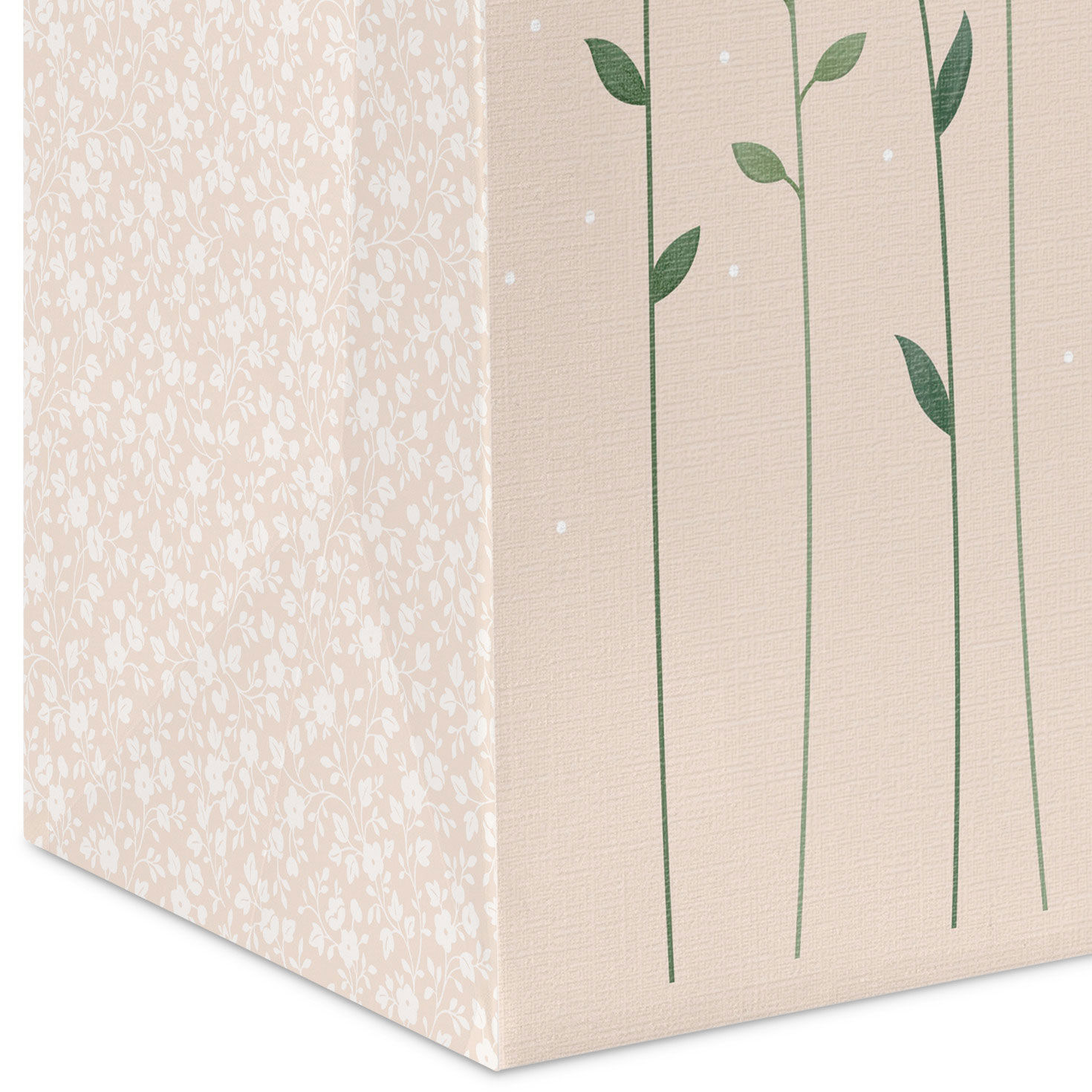 Dimensional Paper Flowers on Beige Medium Gift Bag Base/Side Detail image number 5