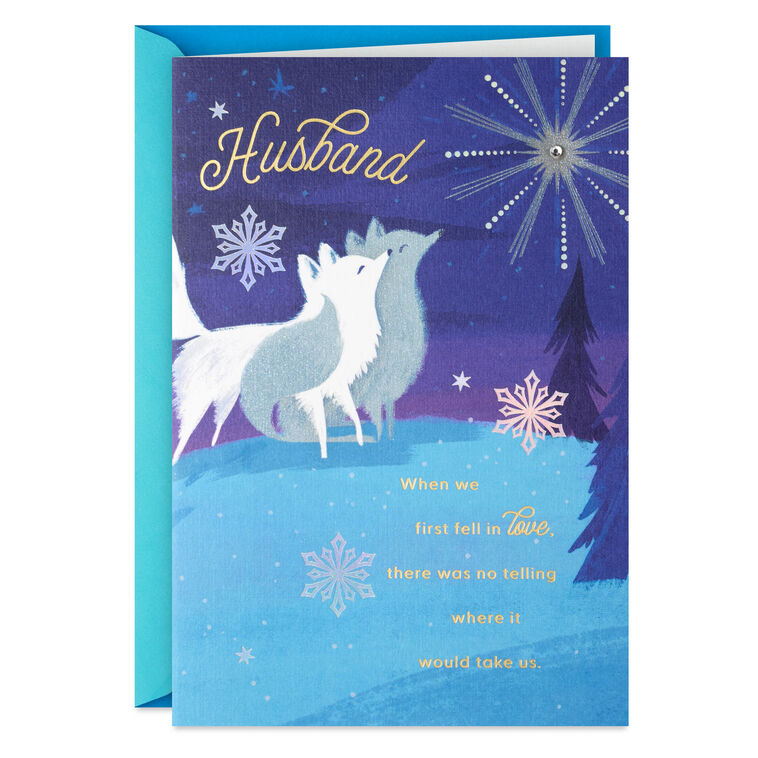 Side by Side, Heart to Heart Christmas Card for Husband