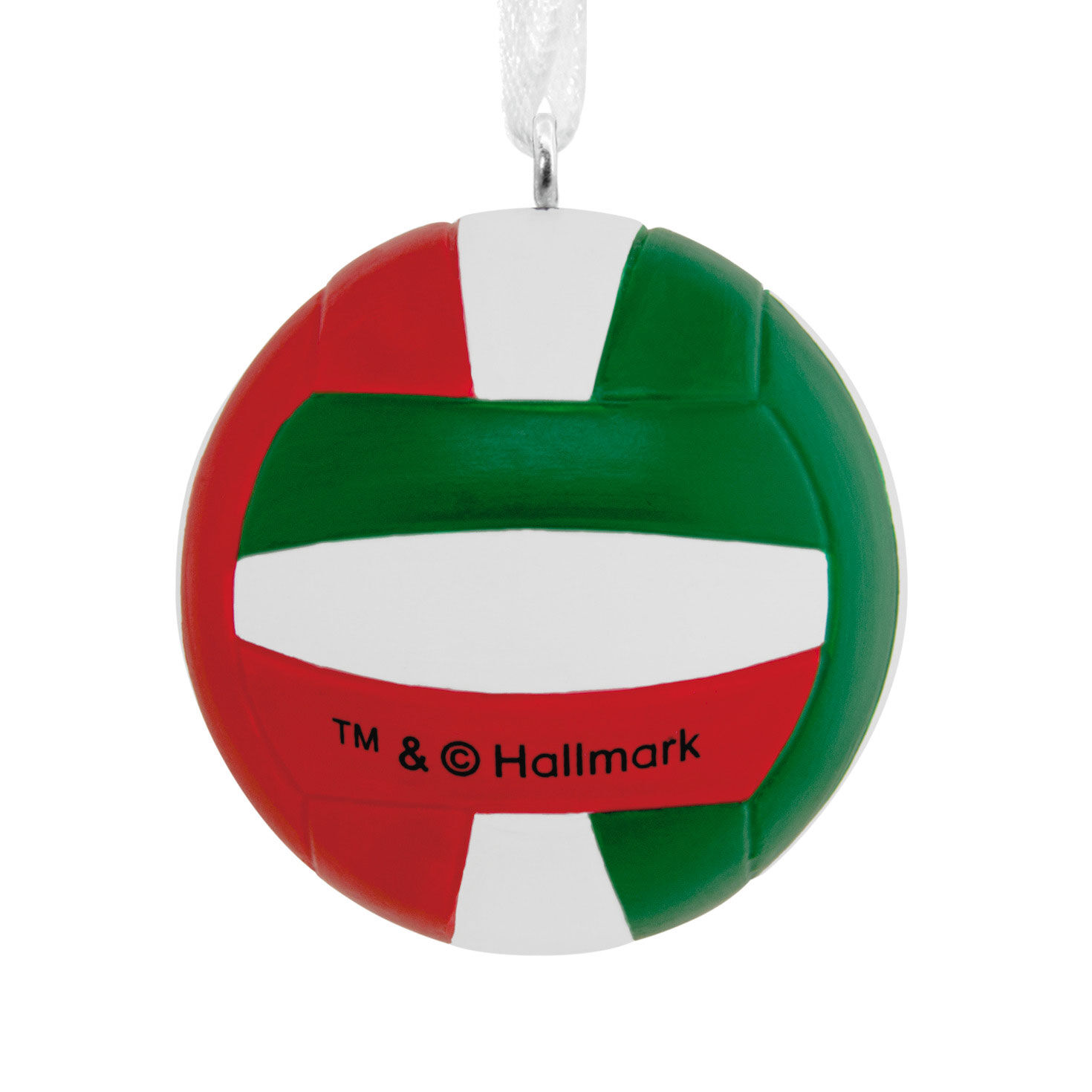 Red Green Volleyball Christmas Ornament Back image number 6