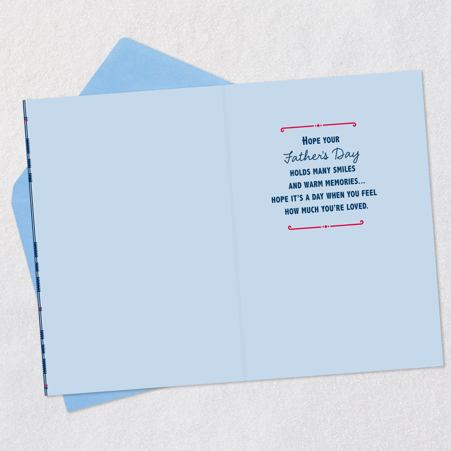 Gold Placard on Blue Plaid Happy Father's Day Card Open card with envelope image number 3