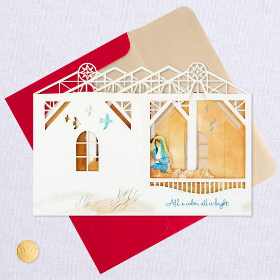 All Is Calm Nativity 3D Pop-Up Christmas Card, , large image number 5