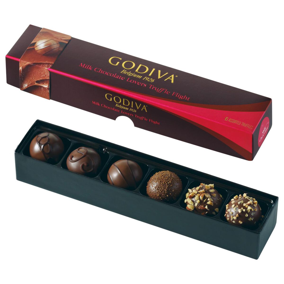Godiva Chocolatier Milk Chocolate Lovers Truffle Flight in Box, 6 Pieces Candy & Chocolate