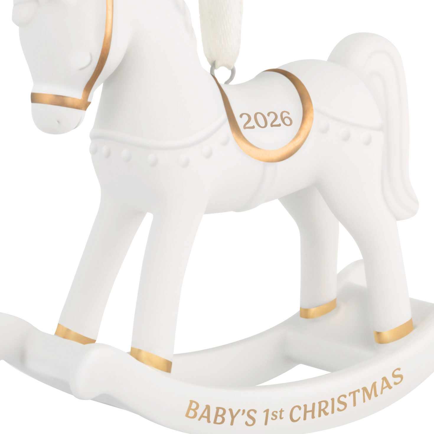 Baby's 1st White Rocking Horse Keepsake Ornament  image number 5
