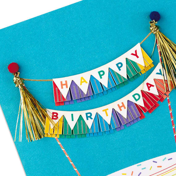 Rainbow Cake Banner Happy Birthday Card, , large image number 4