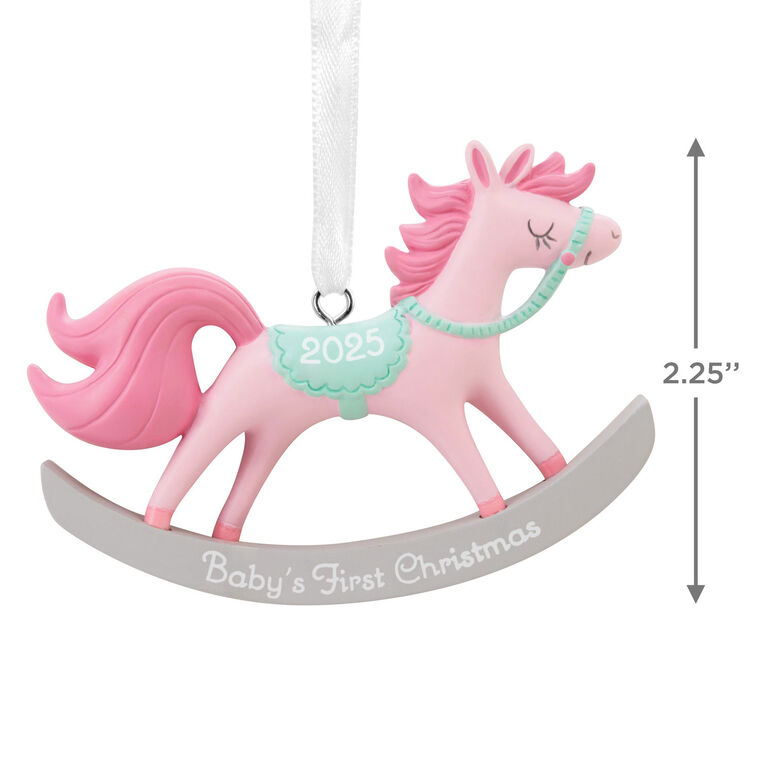 Pink Rocking Horse Christmas Ornament Measurement image number 3