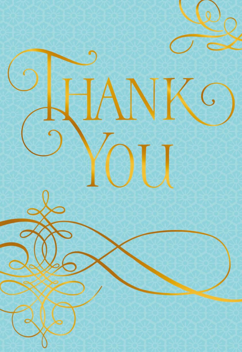 Gold Foil on Blue Thank You Card