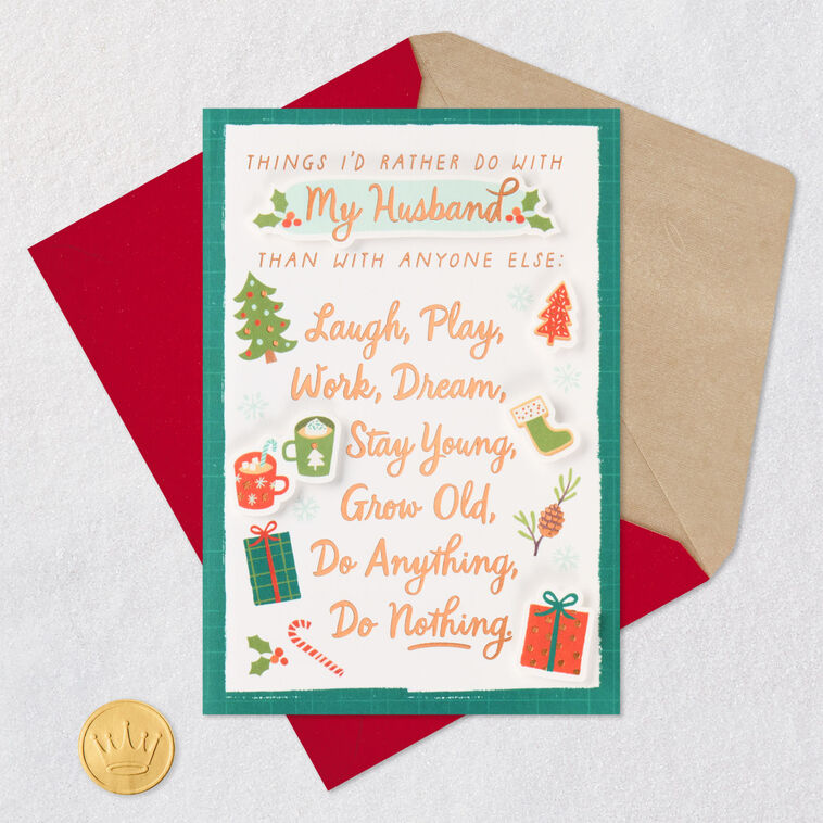 Holiday Icons Husband Christmas Card Card Front with Envelope and Gold Seal image number 5