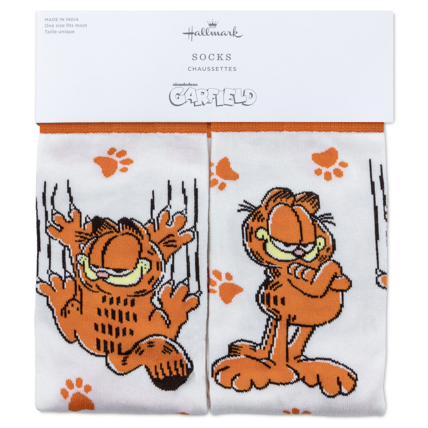 Garfield Poses and Paw Prints Novelty Crew Socks for only USD 14.99 | Hallmark