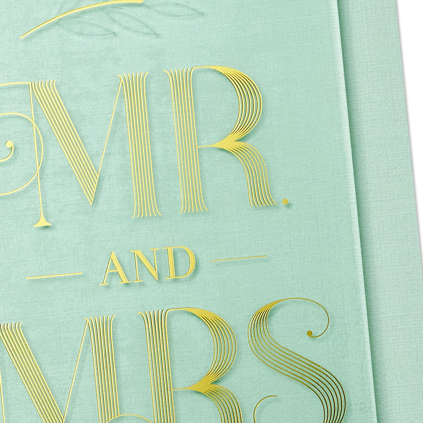 Sage and Gold Mr And Mrs Wedding Card Card Front Detail image number 4
