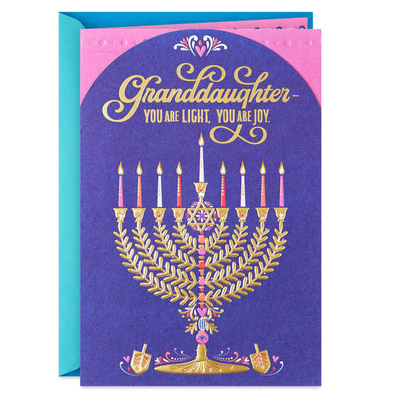 You Are Light and Joy Hanukkah Card for Granddaughter, , large image number 1