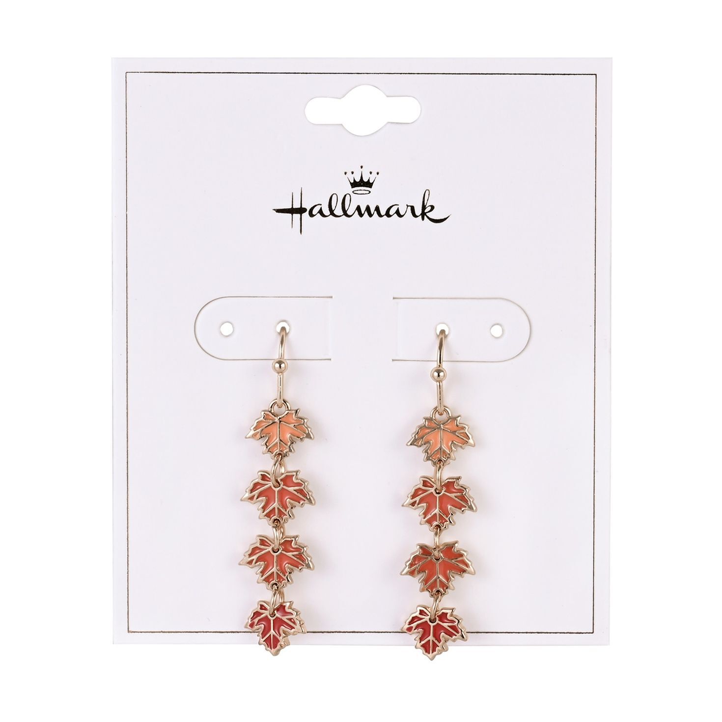 Enamel Linear Maple Leaf Earrings packaf ge front image number 4