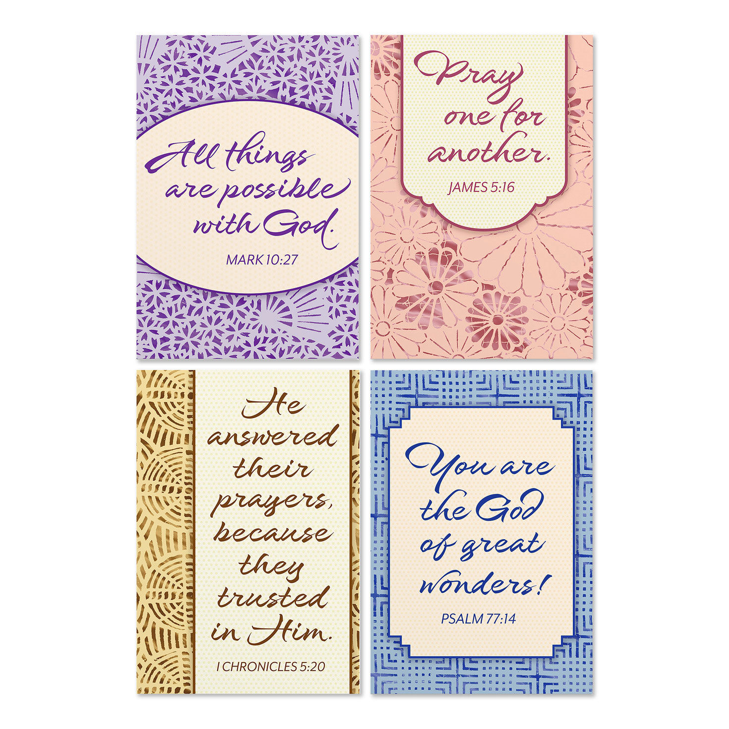 Modern Patterns Assorted Religious Praying for You Cards, Box of 12