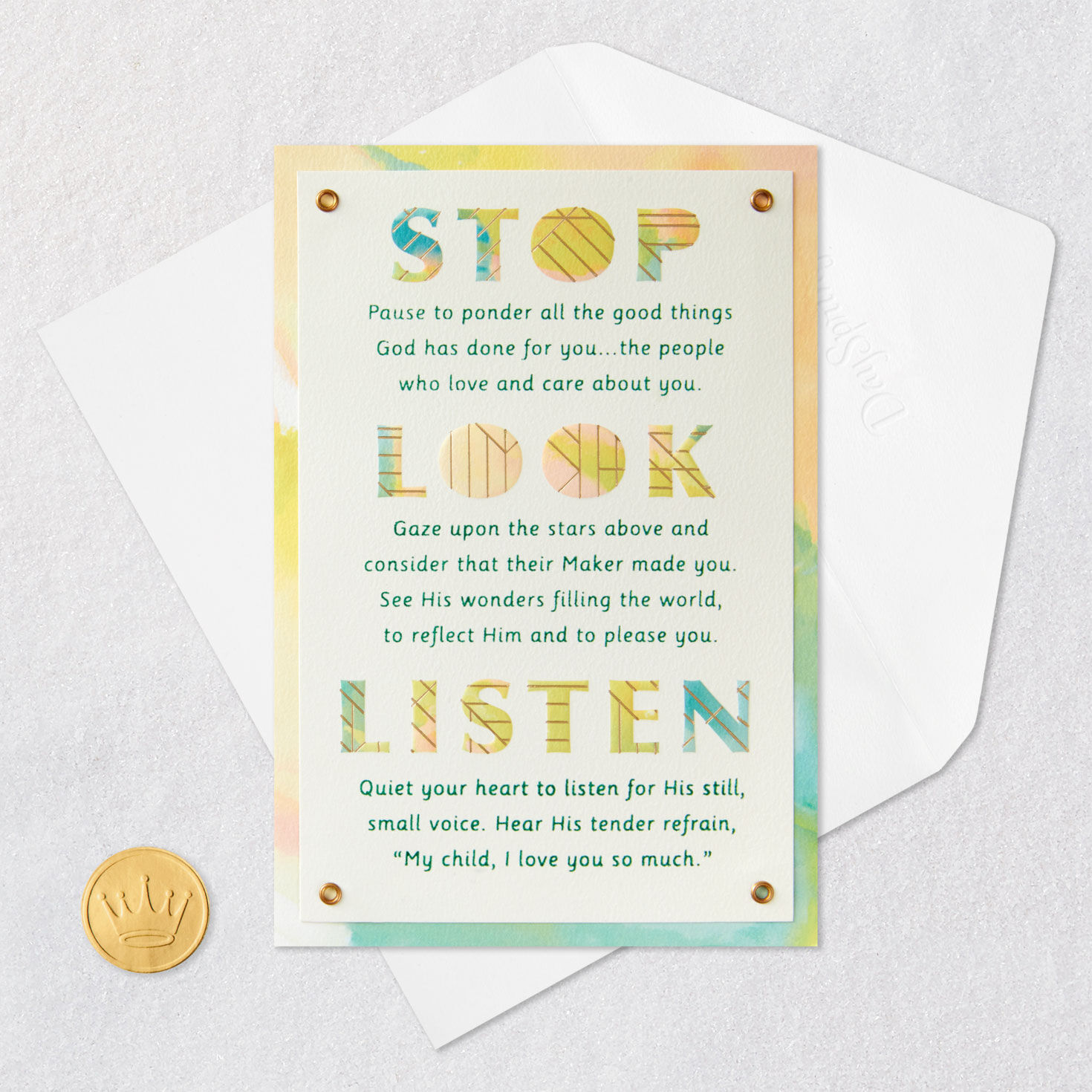 Stop, Look, Listen and Enjoy Religious Birthday Card, , large image number 6