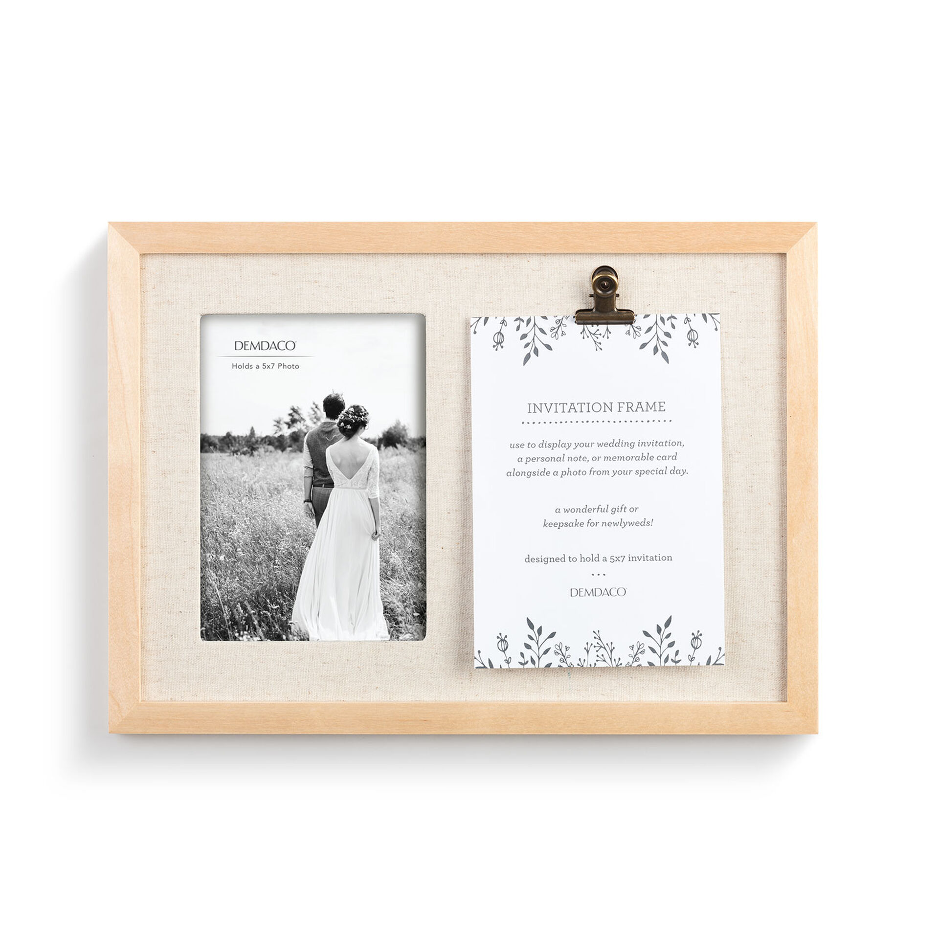 Demdaco Wood Photo Frame With Invitation Clip, 14x10 Picture Frames