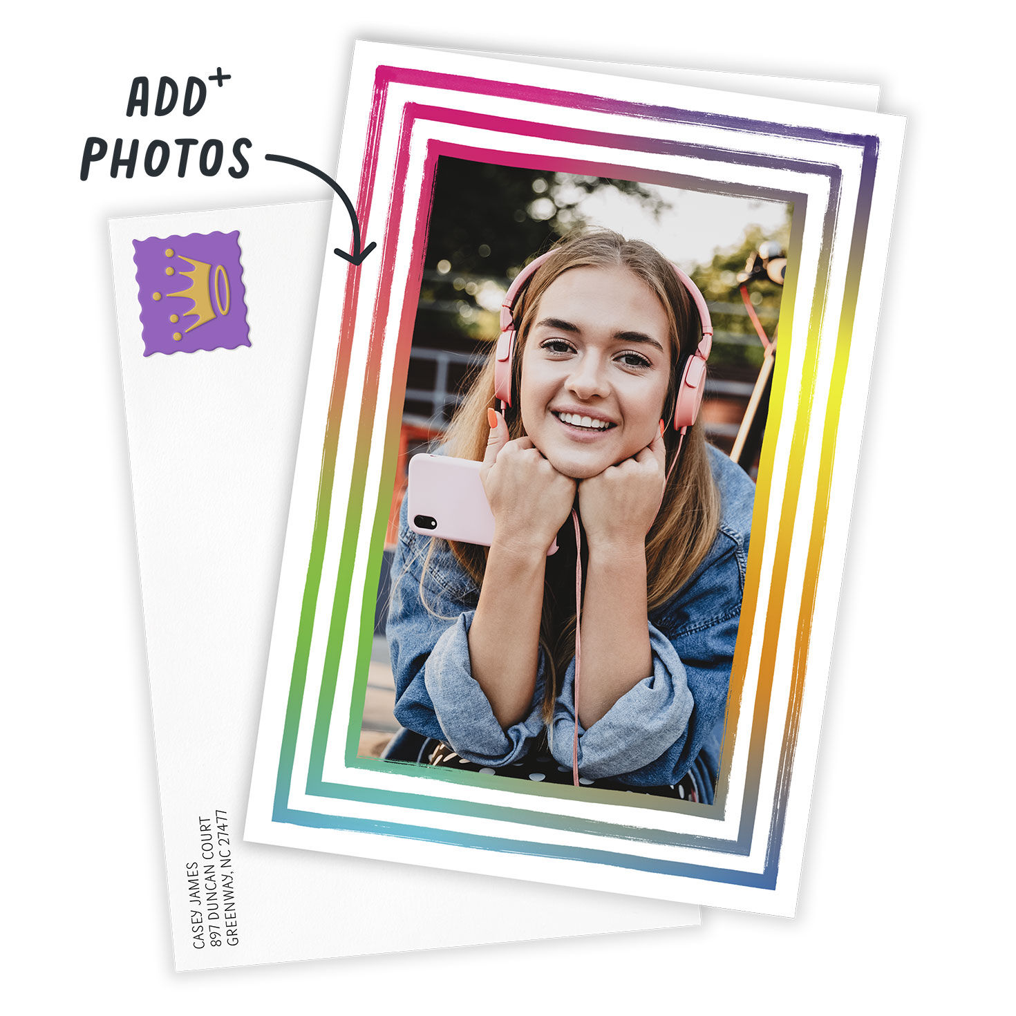 Personalized Rainbow Frame Photo Card  image number 2