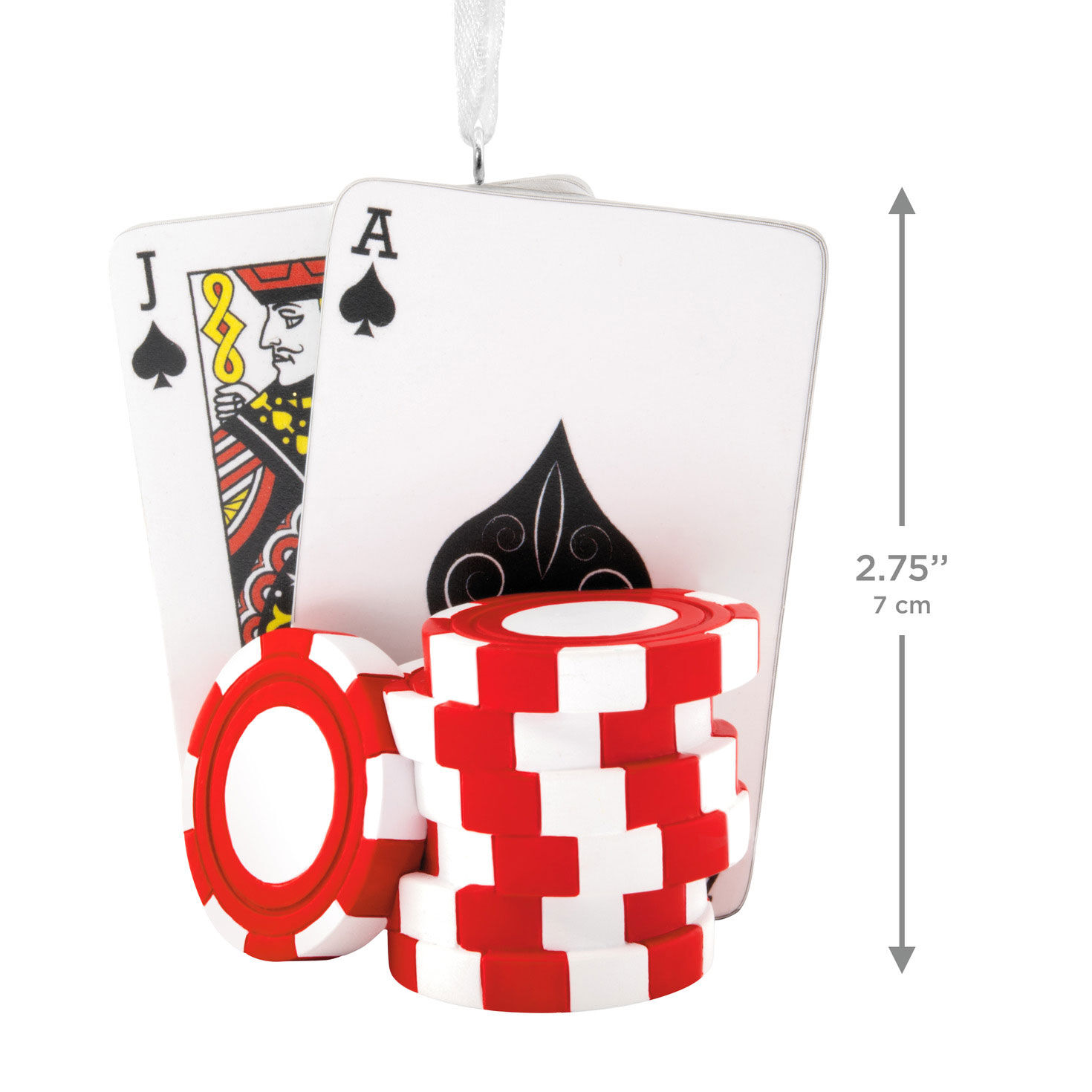 Poker Chips and Cards Christmas Ornament measurement image number 3