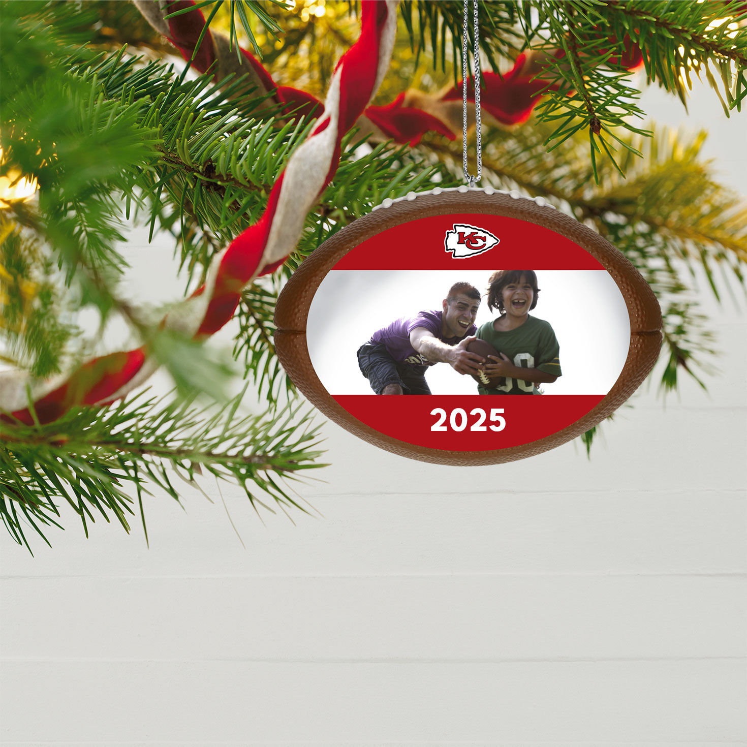 NFL Football Kansas City Chiefs Text and Photo Personalized Ornament  image number 2