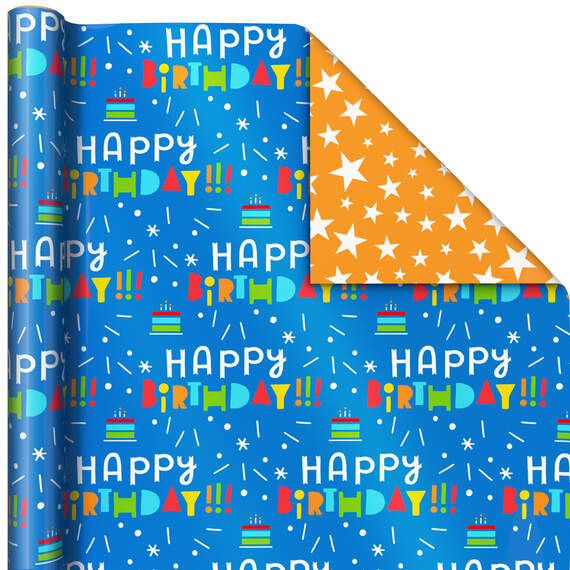 Bright Birthday 3-Pack Reversible Wrapping Paper, , large image number 6