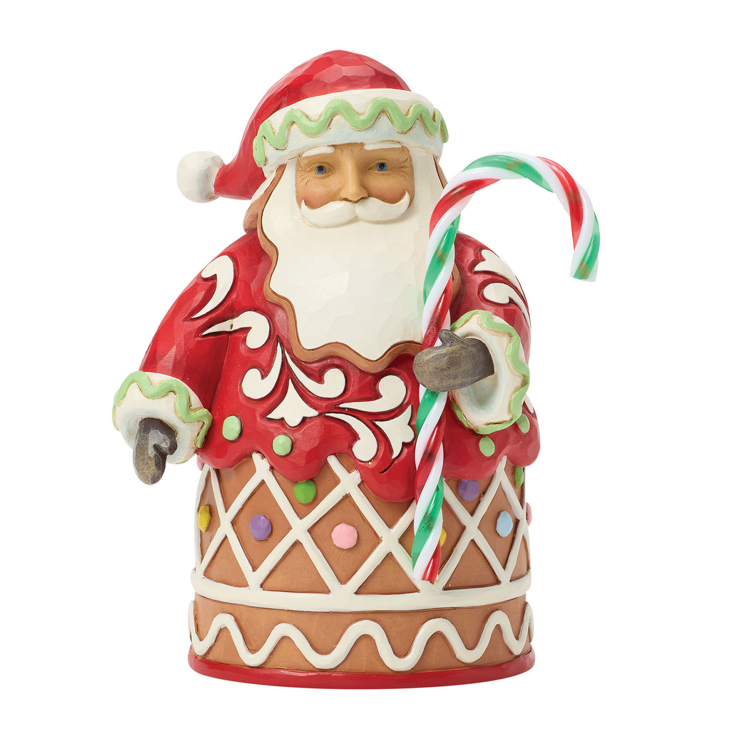Jim Shore Heartwood Creek Candy Cane Delight Santa Figurine, 5.25"