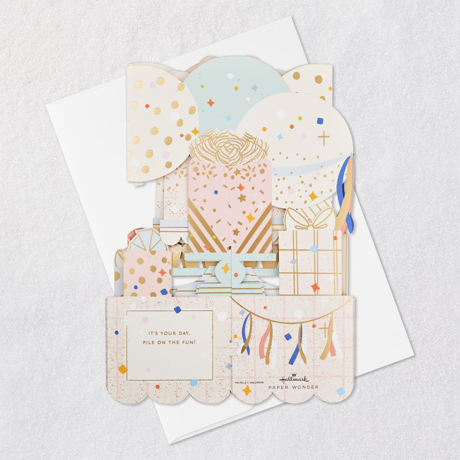 Jumbo Pile on the Fun Cake and Balloons 3D Pop-Up Birthday Card, , large image number 9